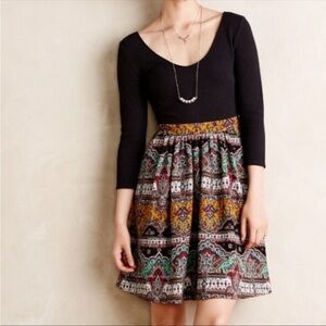 ANTHROPOLOGIE Maeve Arborea Black Paisley Dress